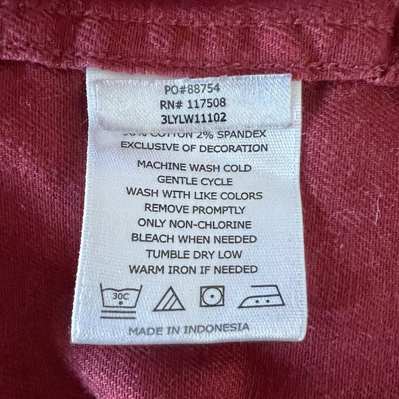 Levis Shirt Mens XXLarge Maroon Red Button Up Red Tab Long Sleeve Casual Strauss - Picture 12 of 13